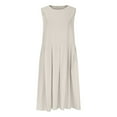 thumbnail image 3 of Levmjia Womens Sleeveless Dress Cotton Linen Round Neck Loose Fit Casual Summer Beach Dress Solid Color Mid Length Vacation Dress Limited Edition, 3 of 5