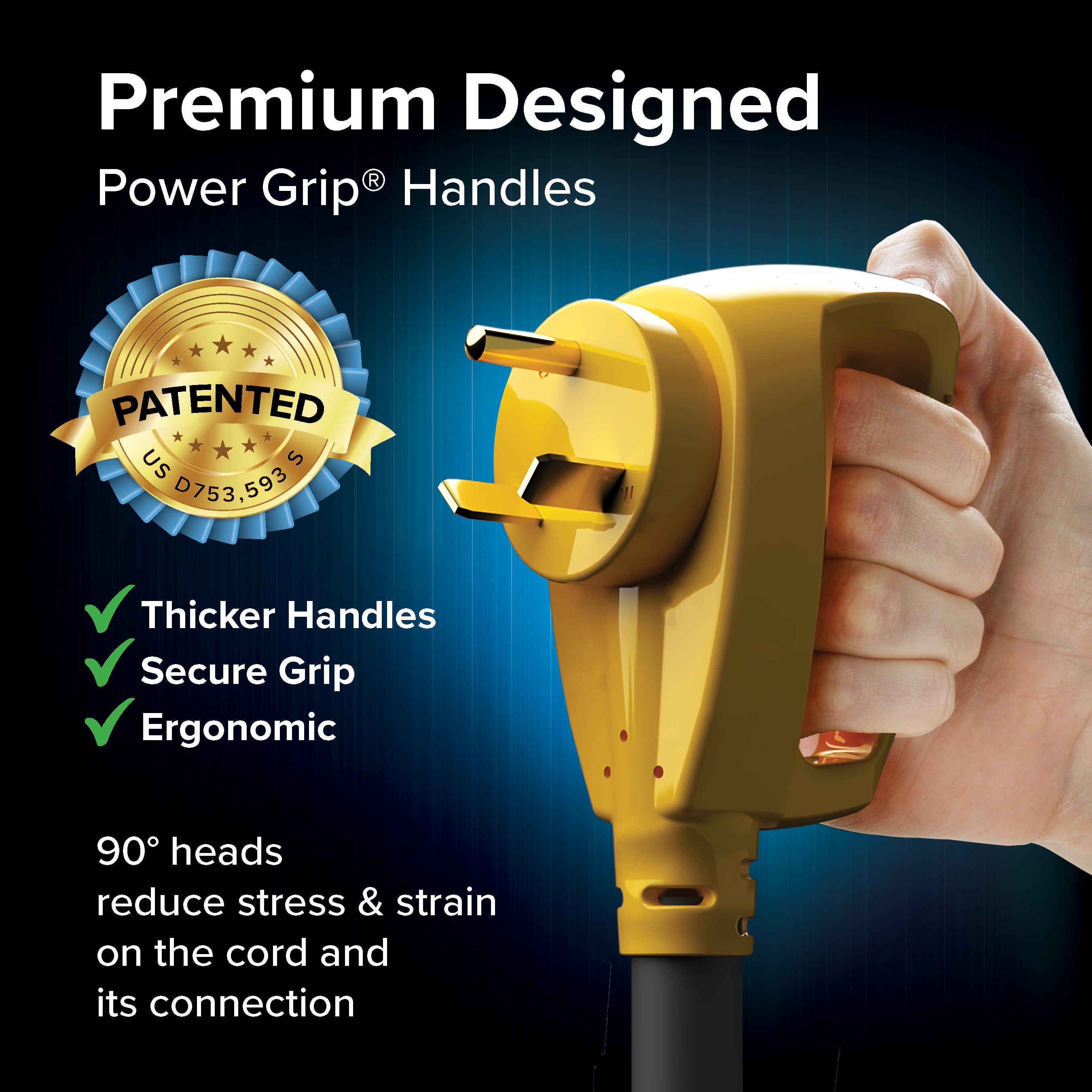 Camco Power Grip Camper/RV 25-Foot Extension Cord, 30-Amp, 10-Gauge (55191)