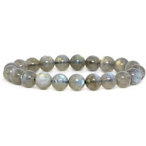Angelstones Natural A Grade Labradorite Gemstone 10mm Round Beads Stretch Bracelet 7 Inch Unisex