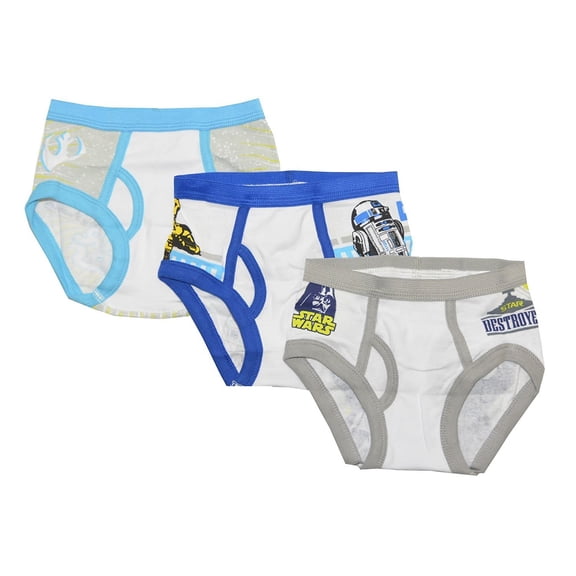 Star Wars Toddler Boys 3 Pack Briefs (4T, White Multi)