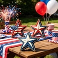 thumbnail image 6 of Nkmbld 3Pcs 4th of July Wooden Star Ornaments Patriotic Tiered Tray Decor, Vintage Star Shaped Wood Blocks, Rustic Tabletop Sign Independence Day Party Decor, 6 of 8