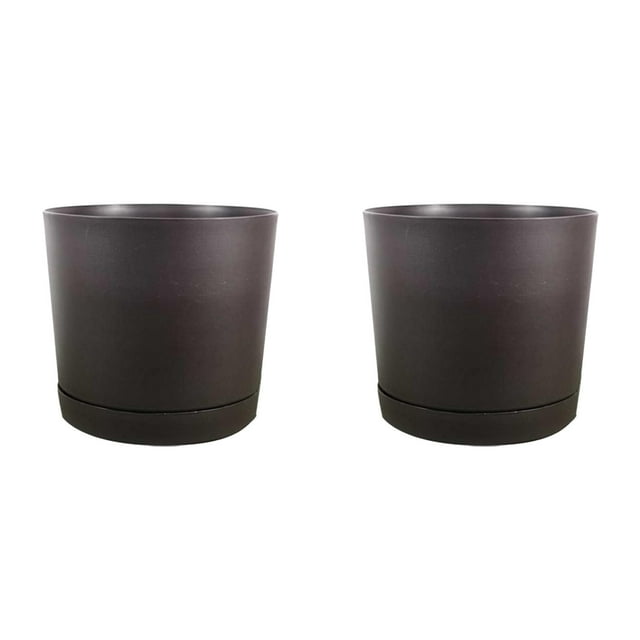 (2-Pack) Rinsvye 8" Plants Pots indoor Flowerpot Lamp Black Plastic Flower Pots with Drainages Holes and Flower indoor Saucers Modern Planters for indoor Plants Succulents Flowers Outdoor Clearances