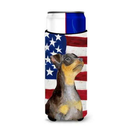 

Carolines Treasures BB9724MUK Miniature Pinscher 2 Patriotic Michelob Ultra Hugger for slim cans Slim Can multicolor