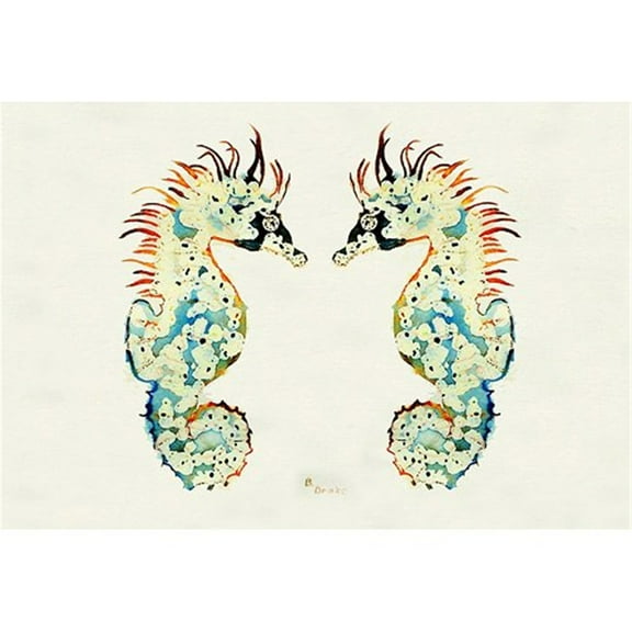 Betsy Drake DM388 18 x 26 in. Betsys Sea Horses Door Mat
