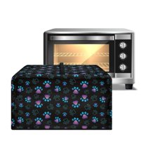 Whosucclay Dog Paw Print Dust-Proof Microwave Oven Grill Cover Protector with Top Handle - Waterproof Microwave Oven Dust Cover Case Protections for Toaster Oven-S