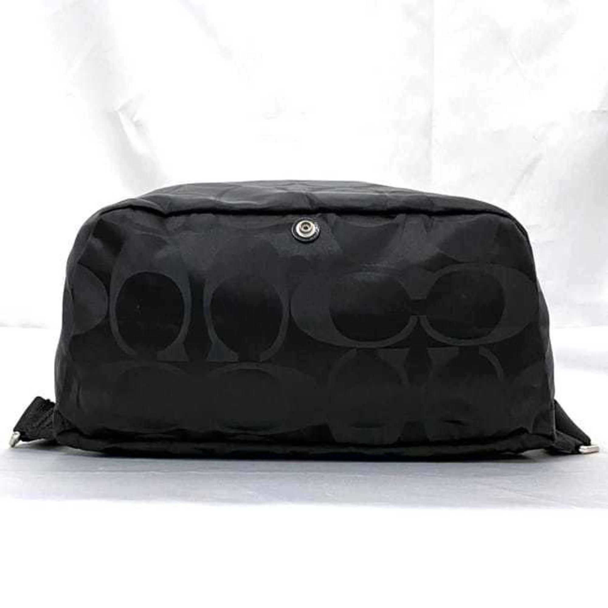 Pre-Owned Coach Backpack ec-22300 Black Signature F77350 