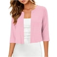 thumbnail image 2 of VBVC Women's Floral Print Cropped Cardigan , Ladies' 3/4 Sleeve Open Front Bolero Shrug , Lightweight Summer Dress Cover Up Top For Women, Pink , S-2XL, 2 of 7