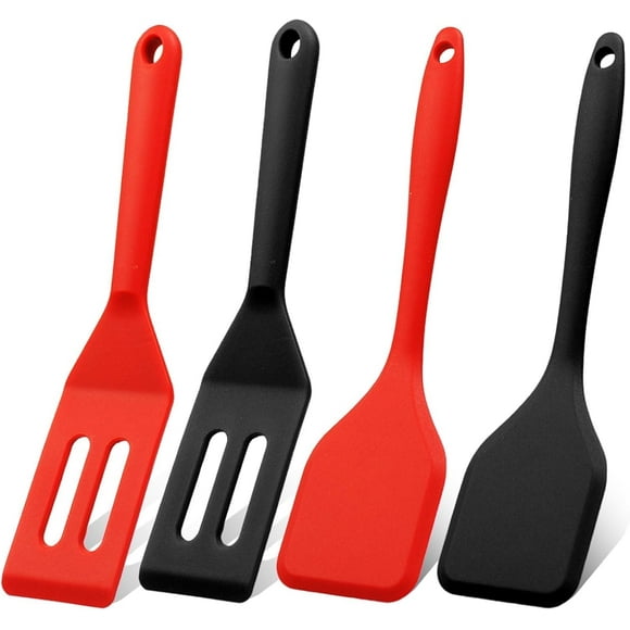 Juego de mini espátulas de silicona para servir Brownie flexible, antiadherente, resistente al calor, espátulas de cocina para huevos, crepé, filete, pizza, utensilios de cocina (rojo,