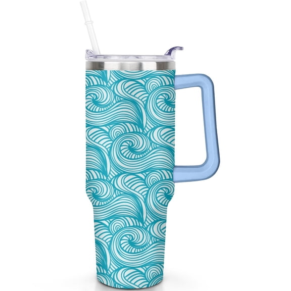 40 oz Mermaid Tumbler with Spill Proof Snap Lid Ergonomic Handle 40oz Mermaid Theme Tumbler Reusable Straw Double Insulated Copper Coating Gym Outdoor Travel Cup