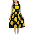 thumbnail image 2 of SGFCWSX Girls Casual Swing Dress Graphic Print Sleeveless A-Line Summer Midi Sundress Black Size 10-11 Years, 2 of 5