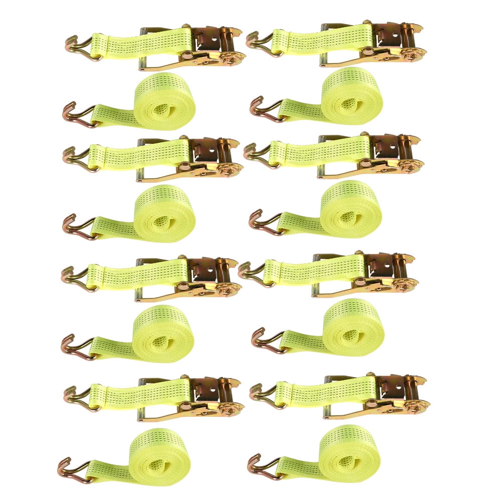 waltyotur 2 In x 15 Ft Ratchet Straps With J Hook 5000 Lbs Heavy Duty Tie Downs 8 Pack
