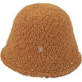 thumbnail image 3 of CoCopeaunts Ladies Bucket Hat Solid Color Lambs Wool Casual Warm Women Girls Basin Cap Rivet Edge Decorate Trend Fisherman Hat, 3 of 8