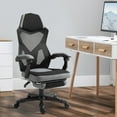 thumbnail image 2 of Home Office Chair Adjustable Height Recliner with Retractable Footrest, Mesh Back - Gray, 2 of 6