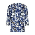 thumbnail image 5 of T-Shirts for Women 3/4 Sleeve V-Neck Floral Printed Casual Dressy Tunic Tops Laides T-Shirts, 5 of 6