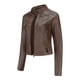 thumbnail image 4 of Chaquetas para mujer Slim Leather Stand Collar Zip Motocicleta Traje Cinturón Abrigo Chaqueta Tops Odeerbi ODB-3, 4 of 6