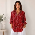 thumbnail image 4 of Women's Long Sleeve Button Down Shirt Casual Printed Blouse, 4 of 5