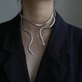 thumbnail image 4 of Hip Hop Punk Cool Irregular Doblado Metal Serpiente Collar Animal Ajustable Serpiente Multicapa Collar Para Mujer Joyería De Fiesta Scienceny AP007350-04, 4 of 6