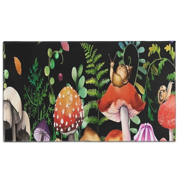 Red Mushroom Snail Black Pattern Door Rugs,Washable Non Slip Door Mats Indoor,Decorative Door Mats,Entry Mat Indoor for Entrance,Bedroom,Kitchen,Bathroom,17"x30"