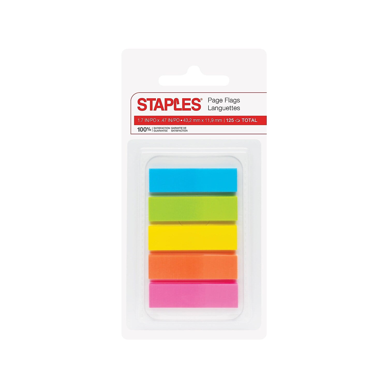Staples Stickies Page Flags Multicolor 0.5' Wide 125/Pack (11147-CC) 474649