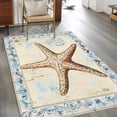 thumbnail image 3 of 3'x5' Area Rugs, Coastal Beach Starfish Indoor Outdoor Area Rug for Living Room Bedroom, Summer Vintage Watercolor Wave Washable Bathroom Rugs Kitchen Floor Carpet Mats Home Decor Aesthetic, 3 of 8