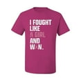 thumbnail image 2 of Wild Bobby I Fought Like A Girl and Won Breast Cancer Awareness Men Tee, Fuschia, Medium, 2 of 6