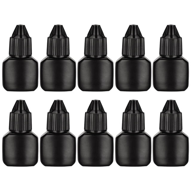 LOLIPPYY 10Sets Refillable Eyelash Glue Container Black Lightweight Leakproof for Easy Storage