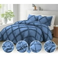 thumbnail image 3 of D.N.G. BEDDINGS 1 Piece Luxurious Diamond Ruffle Comforter Super Soft, All Season Pintuck 800 Thread Count, 100% Egyptian Cotton, King/California King Size Medium Blue Color, 3 of 9