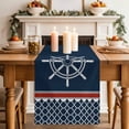 thumbnail image 2 of Table Runner 90 Inches Long for Kitchen Dining, Navy Blue Coastal Dresser Scarf Farmhouse, Dining Table Decorations for Wedding/Parties, Nautical Ocean Sea Rudder Abstract Art 13 x 90 In, 2 of 8