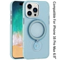 thumbnail image 3 of For iPhone 16 Pro Max 6.9 inch Hoop Kickstand [Magnetic Circle] HD Transparent Chrome Hybrid - Sky Blue, 3 of 3