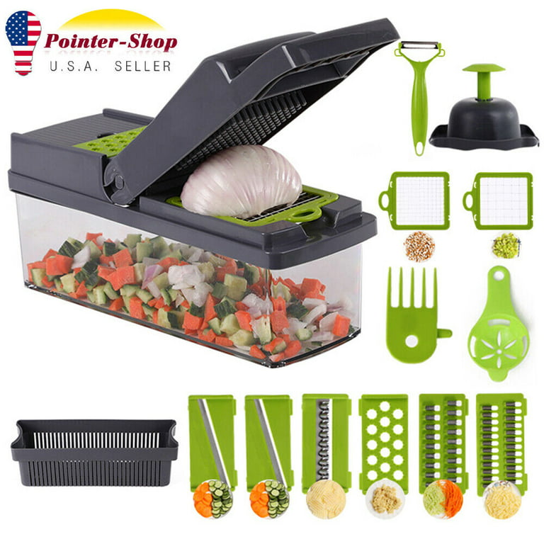 US 12-In-1 Vegetable Fruit Chopper Cutter Food Onion Veggie Dicer Slicer  Kitchen