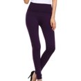 thumbnail image 1 of Sakkas Evelyn Textured High Waist Fleece Lined Leggings - Purple - One Size, 1 of 4