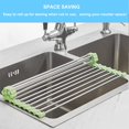 thumbnail image 4 of SHAR Dish Rack Over The Sink Dish Drainer For Kitchen Counter, Foldable Stainless Steel Dish Rack Sink Shelf Kitchen Organization Gadgets 18.5"x11" Green, 4 of 5