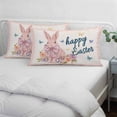 thumbnail image 4 of Easter Rabbits Pillow Covers Queen, Spring Floral Cute Bunny Butterflies Pink Soft Brushed Microfiber Breathable Throw Pillow Covers, Decorative Pillowcase with Zipper for Couch Sofa Bedroom 20"x30", 4 of 9