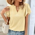 thumbnail image 5 of Timegard Eyelet Tops for Women V Neck Ruffle Short Sleeve Loose Tee Shirts Summer Beach Dressy Casual, 5 of 8