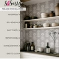 thumbnail image 4 of S4Sassy Peel & Stick Vinyl Wallpaper, Ethnic Bloom Print Wall Paper Contact Paper Waterproof - Gray, 25"x240", Removable Asian Style Textured Covering for in Bedrooms & Living, 4 of 9