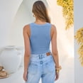 thumbnail image 4 of Womens Summer Tank Tops V Neck Sleeveless Shirts Ribbed Tanks Slim Fitted Casual Basic Tee Shirt, 4 of 7