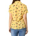 thumbnail image 4 of MODA NOVA Juniors Summer Top Tie Bow Neck Short Sleeve Floral Print Blouse Yellow L, 4 of 7