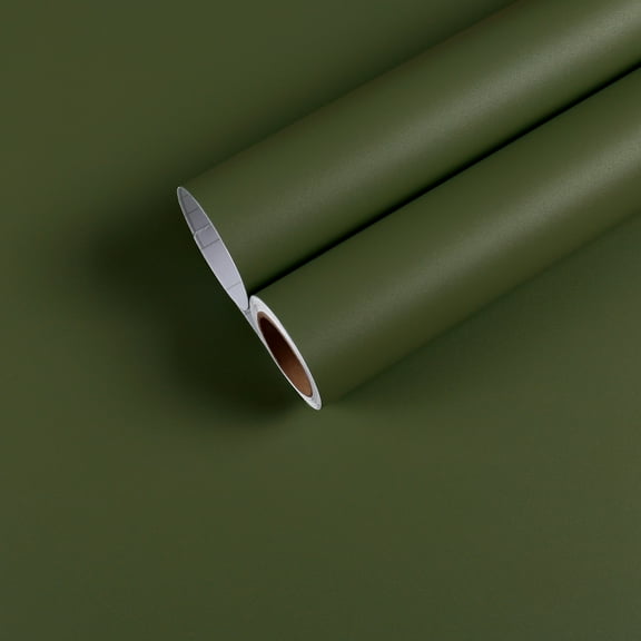 CHIHUT Olive Green Peel and Stick Wallpaper 17.7"x100" Self Adhesive Removable Wallpaper Dark Green