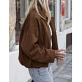 thumbnail image 3 of PRETTYGARDEN Women's Faux Suede Cropped Bomber Jacket | Long Sleeve Zip Up Casual Going Out Jackets Coat, Oversized Loose Fit Western Outfits, Trendy Outerwear, Fall Clothes, 3 of 8