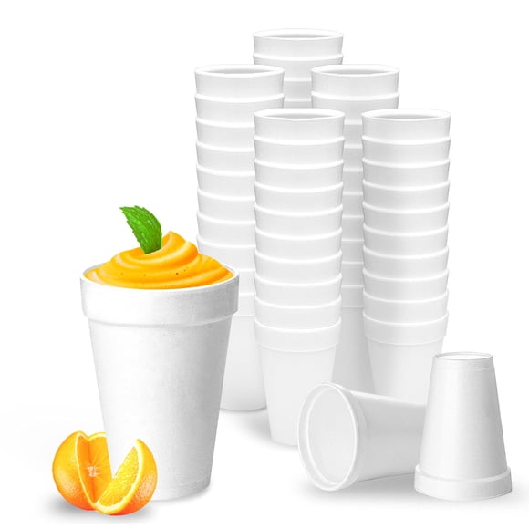 Vasos de espuma Shop Square, 20 oz (590 ml) desechables (paquete de 50), color blanco