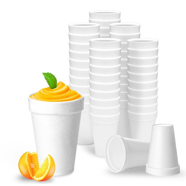 Vasos de espuma Shop Square, 20 oz (590 ml) desechables (paquete de 50), color blanco
