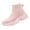 Pink, variant on Girls Slip On Sock Sneakers Breathable Stretch Knit High Top Non Slip Platform Walking Athletic Shoes Beige 31
