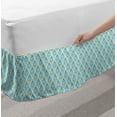 thumbnail image 2 of Yellow and Blue Bed Skirt, Diamond Shaped Triangle Geometric Fractal Mosaic Traditional Motif, Elastic Bedskirt Dust Ruffle Wrap Around for Bedding Decor, 4 Sizes, Aqua Teal Marigold, by Ambesonne, 2 of 2