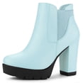 thumbnail image 1 of Unique Bargains Women's Chunky High Heel Platform Zip Chelsea Boots, 1 of 6