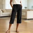 thumbnail image 6 of Kezqiaxn Capris Pants for Women Summer Lace Elastic Waist Loose Cropped Pants with Pockets Womens Capri Pants, 6 of 9