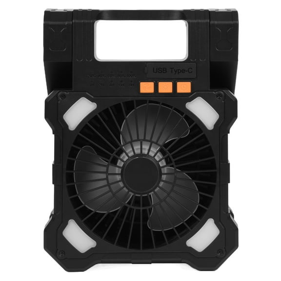 KFFKFF 20000mAh Rechargeable Solar Fan with LED Light, 8-inch Portable Cordless Fan with Foldable 7W Solar Panel, 5-Speed Settings, Timer, Quiet Operation, USB Battery Powered for Camping, Worksites