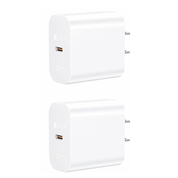1 Hora 2 Unidades Cargador Tipo C, Cargador 20W Carga Rápida USB C Portátil Compatible con iPhone 15