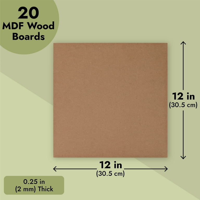 20 Pack 12x12 MDF Boards for DIY Wood Projects, Blank