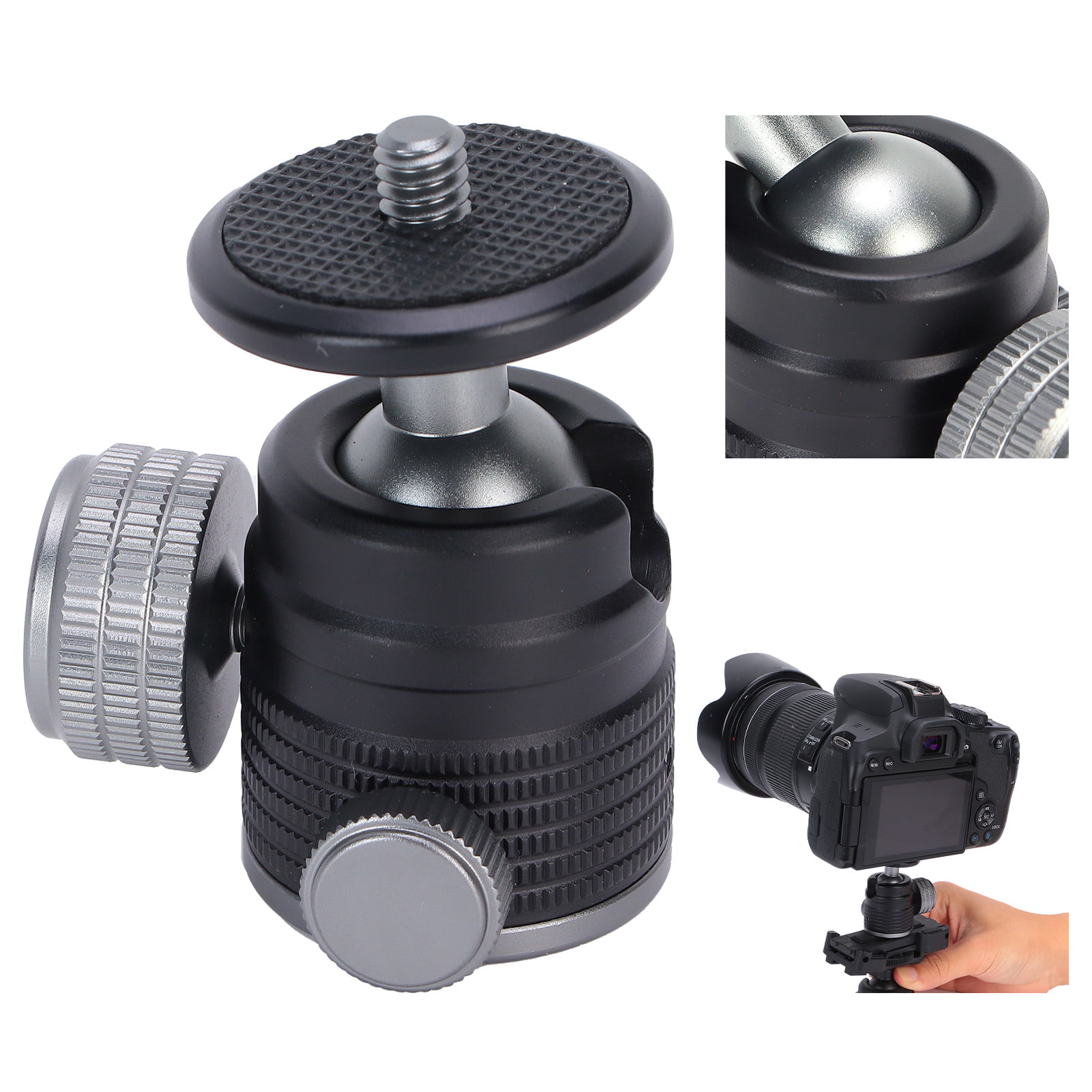 Camera Tripod Mini Ballhead Adapter Accessory Hot Shoe Cost-Effective Durbale Lightweight Ball Head with Back 1/4 Inch Screw for Digital Camera 