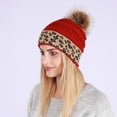thumbnail image 4 of TAIAOJING Winter Beanie Hats for Men Women Cable Knit Pom Poms Lined Rolled Hems Leopard Print, 4 of 5